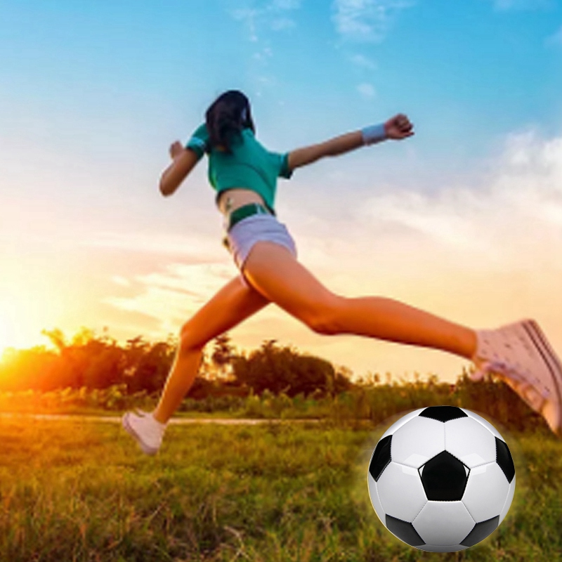 -Size 5 Training Soccer Balls PU Leather Black White Football Soccer Balls Goal Team Atch Training Balls