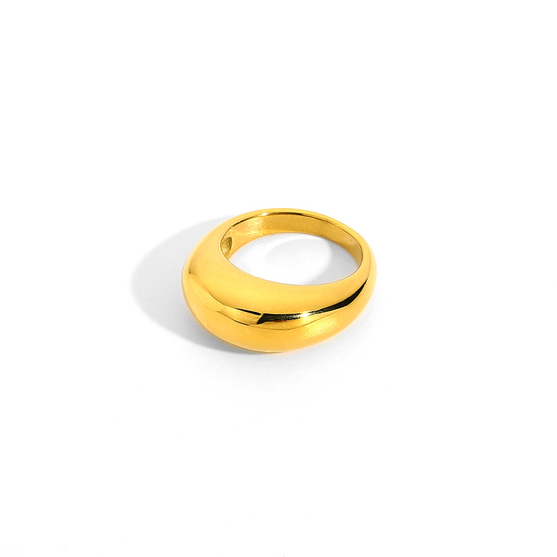 18K PVD Gold Plated Stainless Steel Rings Chunky Smooth Dome Rings For Women Girls Waterproof Jewelry Party