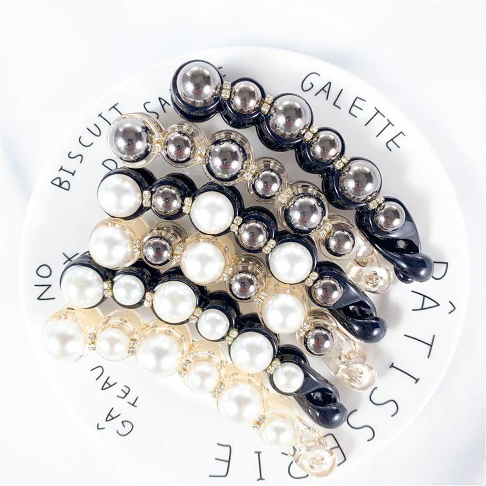 1Pc Parels Haarspelden Haar Clips Sieraden Banaan Clips Hoofddeksels Vrouwen Haarspelden Meisje Paardenstaart Haarspeldjes Haarspelden Accessoires