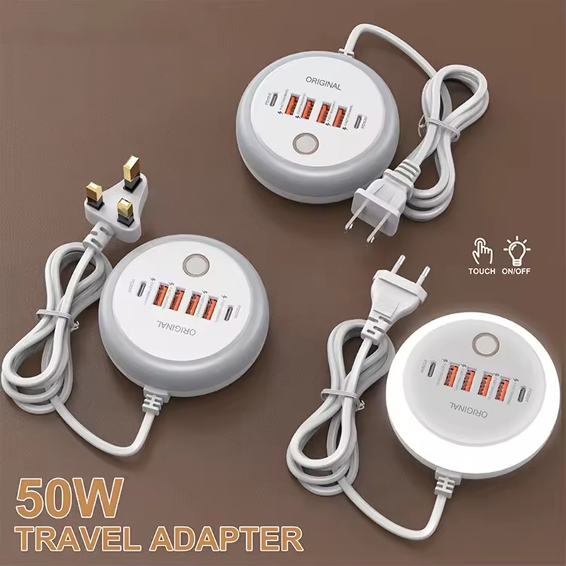 50W Power Strip Multi Port USB C Socket Fast Charging Wall Charger USB PD Charger Adapter For iPhone Huawei Realme Type C Phone