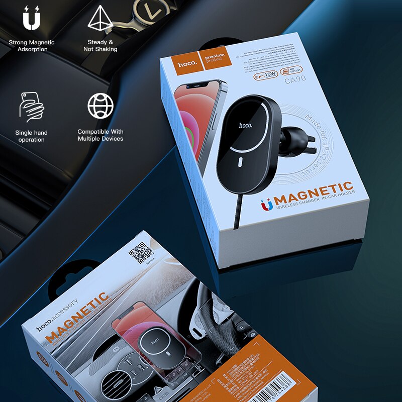 Hoco Magnetische Wireless Car Charger Mount Voor Iphone 12 Pro Max 12 Mini 15W Magnetische Snelle Opladen Airvent auto Telefoon Houder