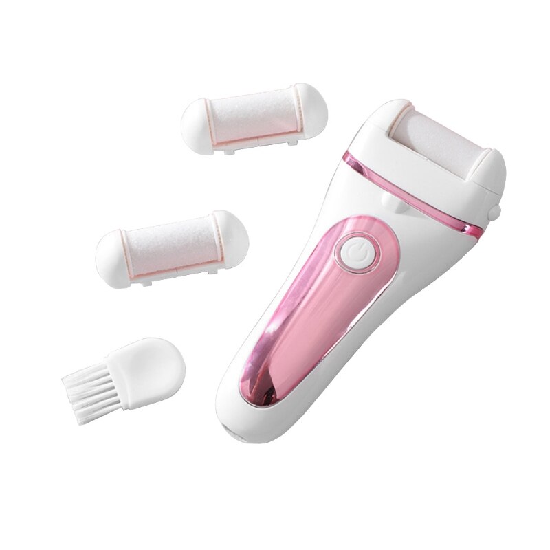 Lime de pied rechargeable électrique de calus de pied avec 3 têtes de meulage et outils imperméables de soin de pied: Rose