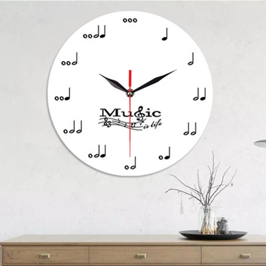 12-inch Silent Decorative Clock Bedroom Living Room Musical Note Clock Simple Personality Wall Clock