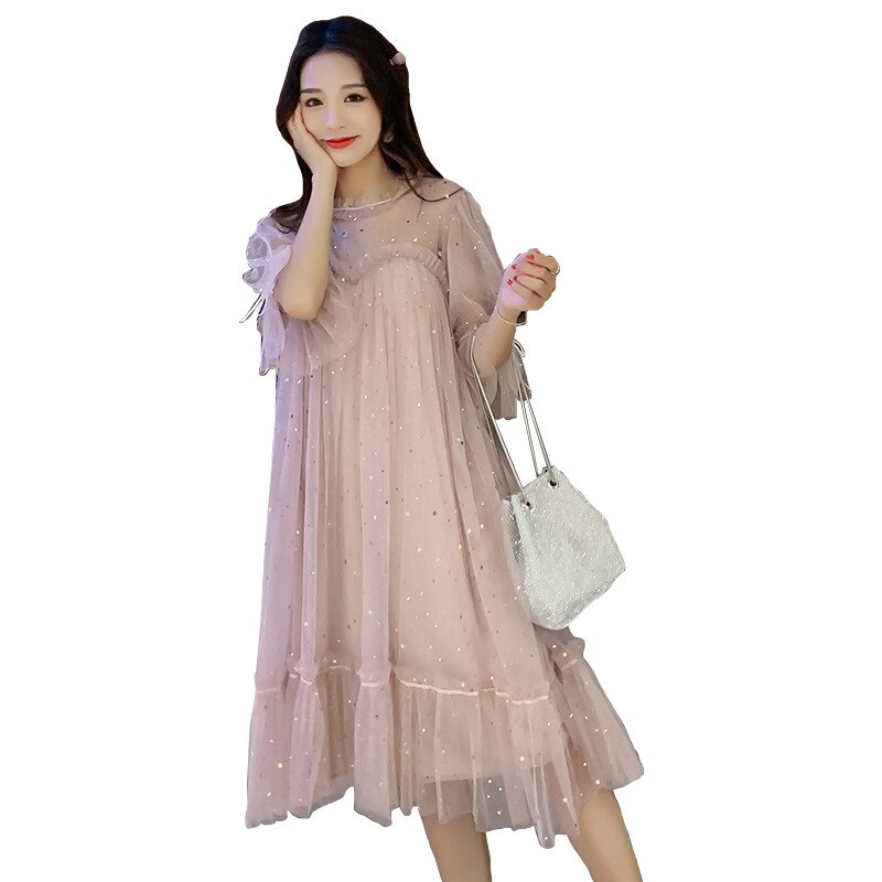 Vestidos de maternidad de Hada, vestido de maternidad con lentejuelas, ropa de Hada de malla holgada para mujeres embarazadas, ropa de embarazo, vestido