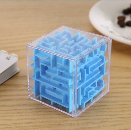 3D Doolhof Magische Kubus Transparant Zeszijdige Puzzel Speed Cube Rollende Bal Game Cubos Doolhof Speelgoed Voor Kinderen Educatief: Blauw