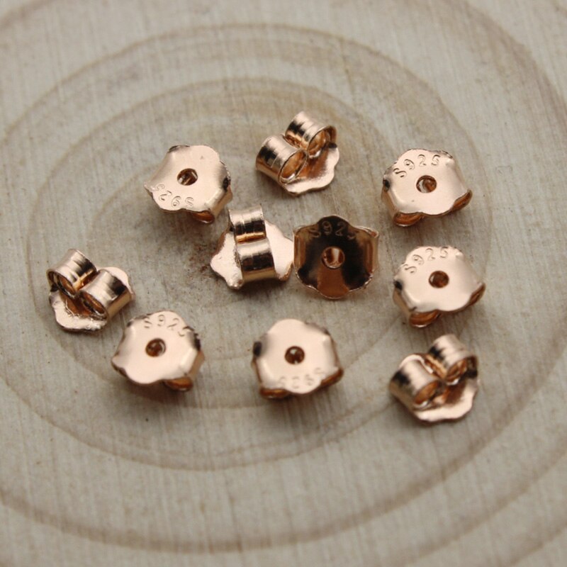 Real s925 Sterling Silver Stud Earring Back Stopper DIY Jewelry Findings Ear Stopper Backs for Jewelry Making Accessories: rose gold / 3.7x4.3mm