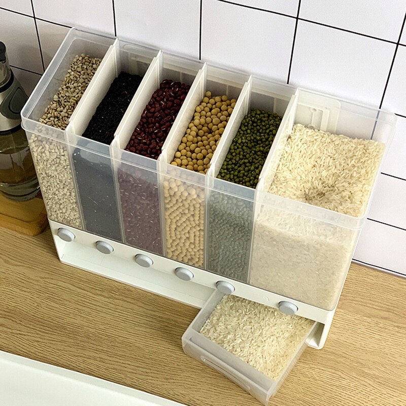 Kitchen Wall Mounted Cereal Dispenser Tank Kitchen Storage Box Grain Dry Food Grain Container Bean Seal Storage Tank