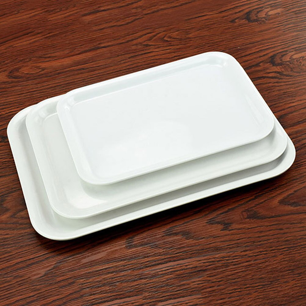 White Serving Tray Rectangular Serving Platter Food Tray Party Supplies Plates (Small Size): Default Title