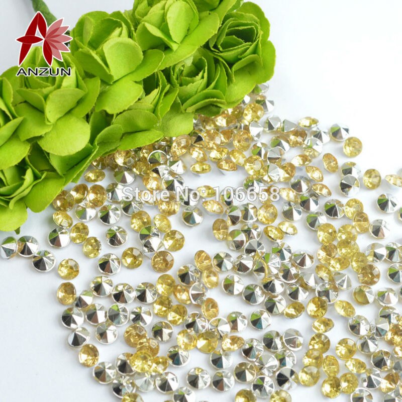 1000 st 4.5 mm bröllopsfest dekoration diamant konfetti bord scatters dekoration akryl kristaller blå med silver: Silver ljust guld