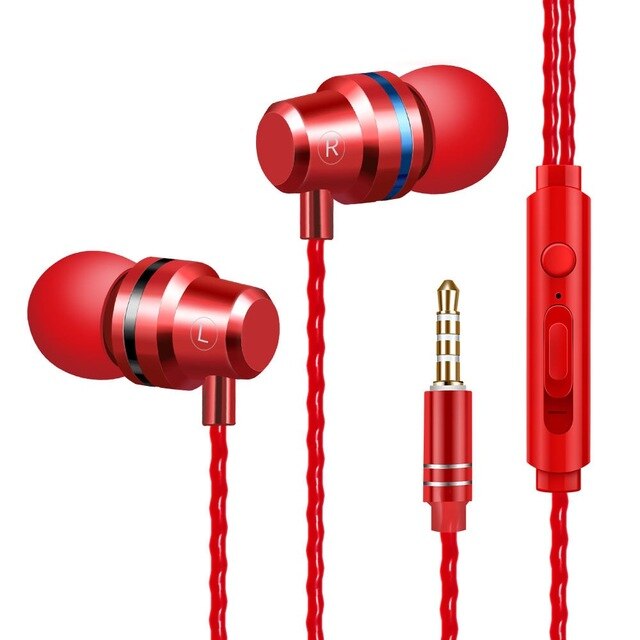 In-Ear Wired Oortelefoon 3.5Mm Oordopjes Koptelefoon Muziek Sport Gaming Headset Met Microfoon Voor Iphone Xiaomi Samsung Huawei stereo: Rood