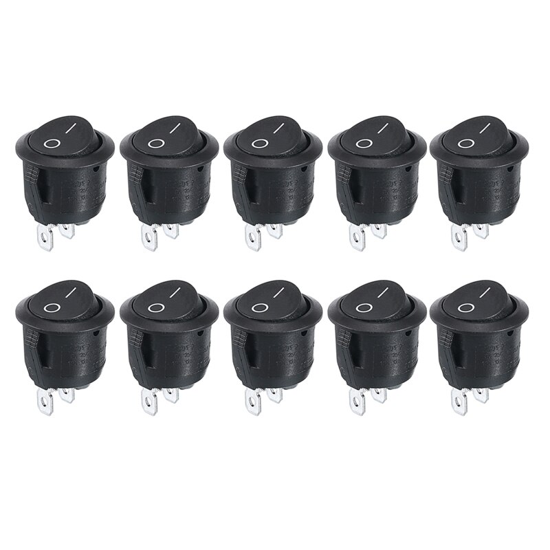 10 st 2 -stifts rund vippströmbrytare 12v ac 250v 6a led-belysta strömbrytare universal för bilbåt skåpbil instrumentbräda