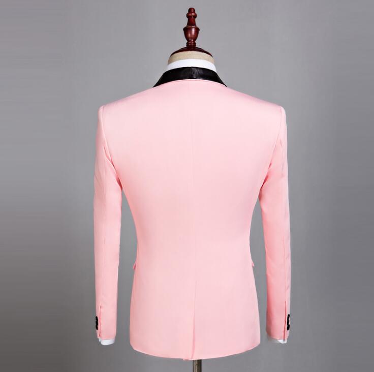 Roze kleding heren trouwpakken ontwerpen masculino homme podiumkostuums voor zangers jasje heren blazer dansster stijl jurk