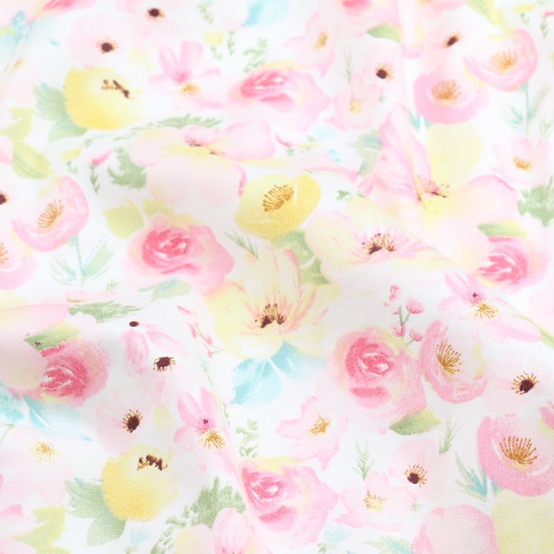 Tela de algodón estampada con flores frescas para bebés de 160cm * 50cm, ropa de cama de costura, ropa de cama, vestido de retazos de tela: A
