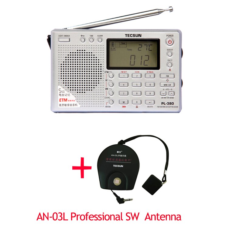 Tecsun PL-380 Radio DSP with AN-05L SW Band External Antenna Fm Am Stereo World Band Receiver VS Tecsun PL-310ET: Silver with antenna