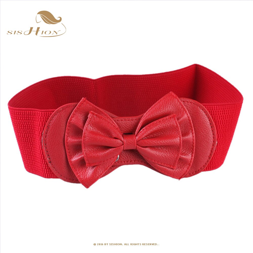 Elastic Waistband for Dress Accessories VD2626 ремень женский Women Red Black Wide Corset портупея Korean Belt with Bow: Red