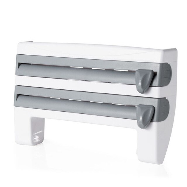 Kitchen paper holder aluminum foil cutter dispenser cutting plastic wrap kitchen storage rack shelf wall-mounted bracket: 1