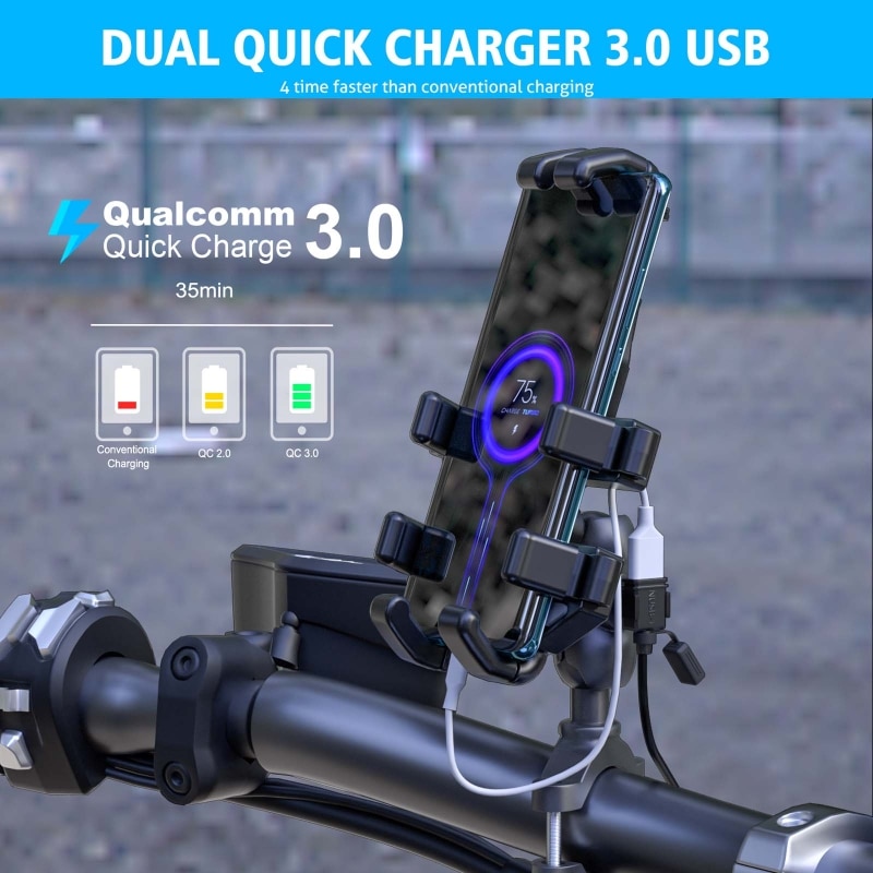 Waterdichte 12V Motorfiets Dual QC3.0 Usb Fast Charger Sae Naar Usb Adapter Quick Charger Voor Mobiele Telefoon Tablet Gps en Meer
