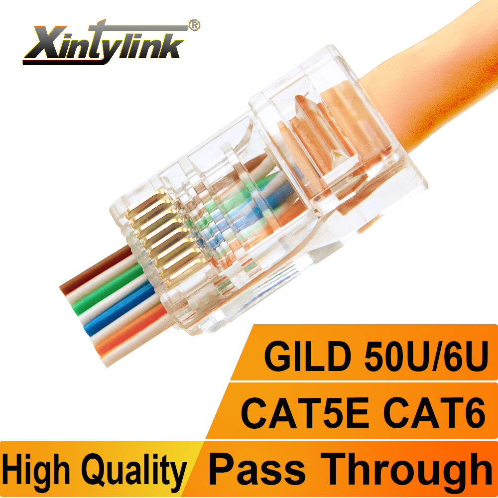 Xintylink-conector rj45 cat6 cat5e 50U/6U, cable ethernet utp 8P8C rj 45 cat 6, conector lan de red cat5, extremos keystone modulares