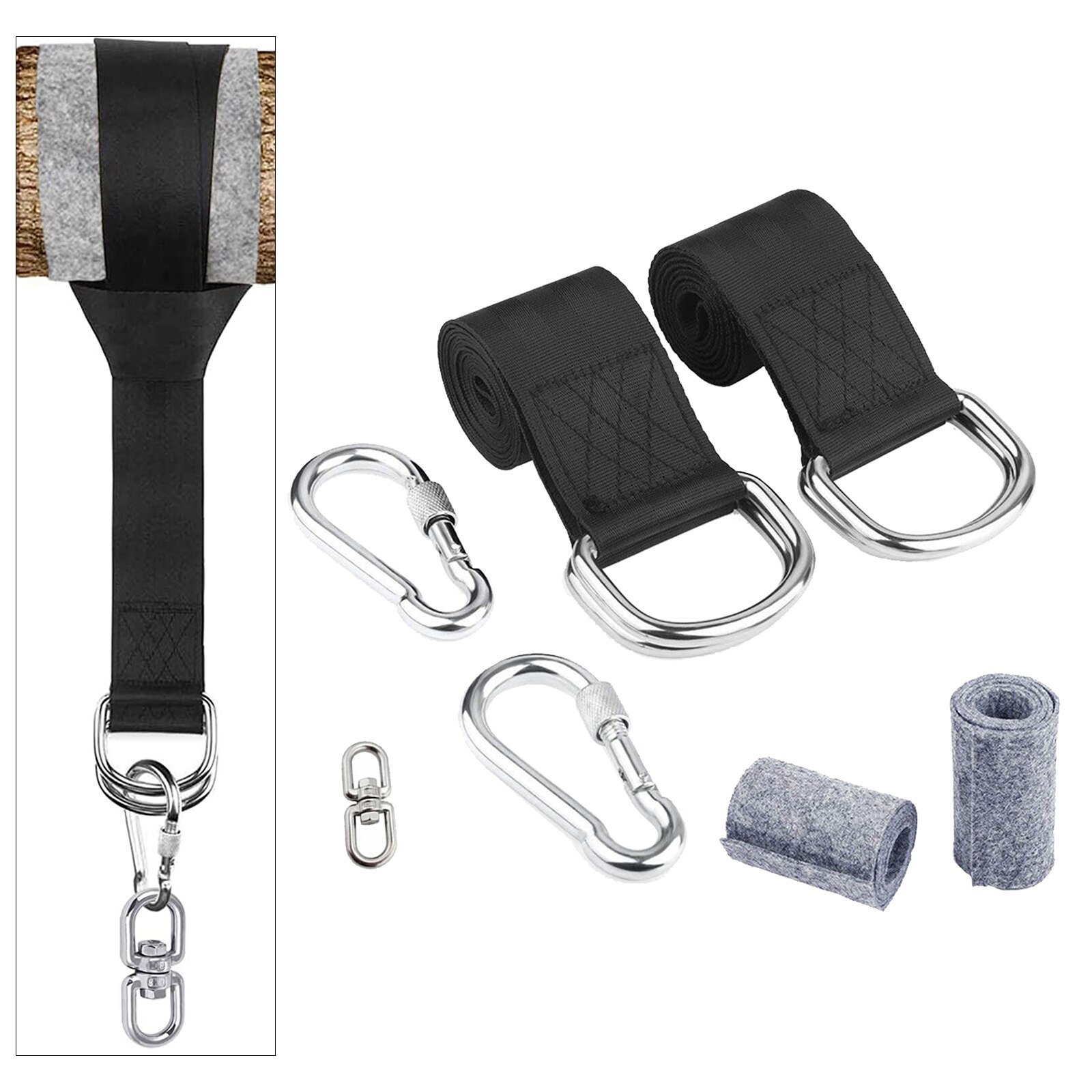 Hammock Swing Chair 360° Hanging Strap Kit Installing Hook Accessories