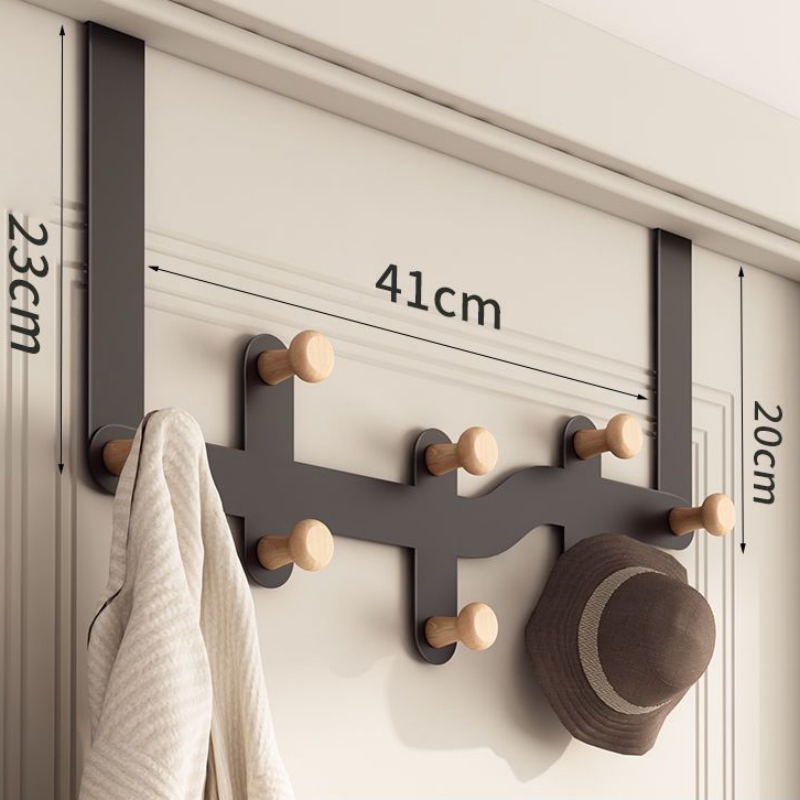 Houten opberghaken boven de deur Haken Kleding Jas Hoed Handdoekhanger Home Organizer Rack Badkamer Keuken Accessoires Houder: Light Grey
