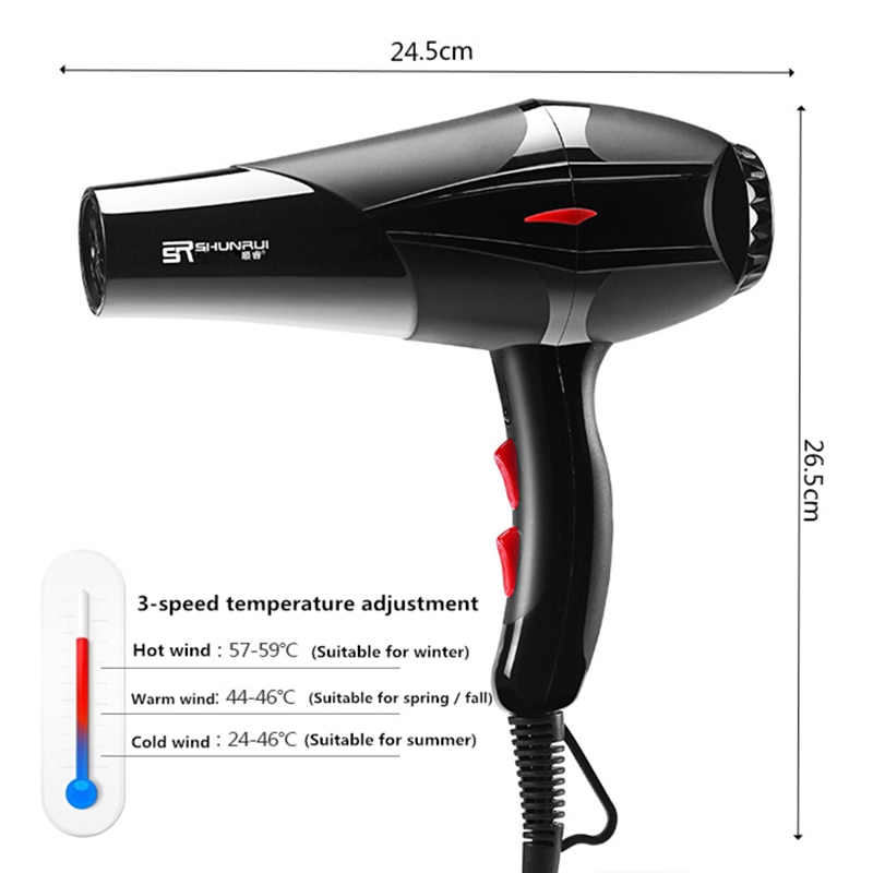 3200w hårtørrer /kold luft elektrisk føntørrer stærk kraft hårtørrer frisørsalon værktøjer med dyser