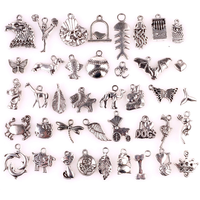 40pcs/lot 23491 Metal Animal Series Charms Handmade Jewelry Making European Bracelets Jewelry