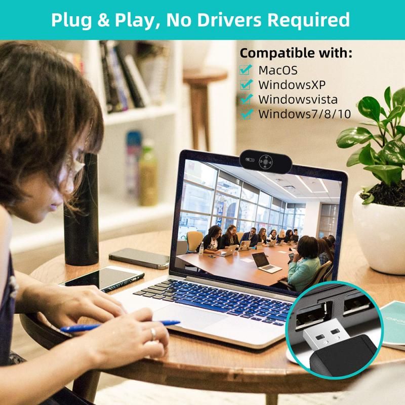 HD Webcam 1080P Auto/Manual Focus Web Camera With Microphone Live Video Conference Work USB Cam For PC Laptop Computer