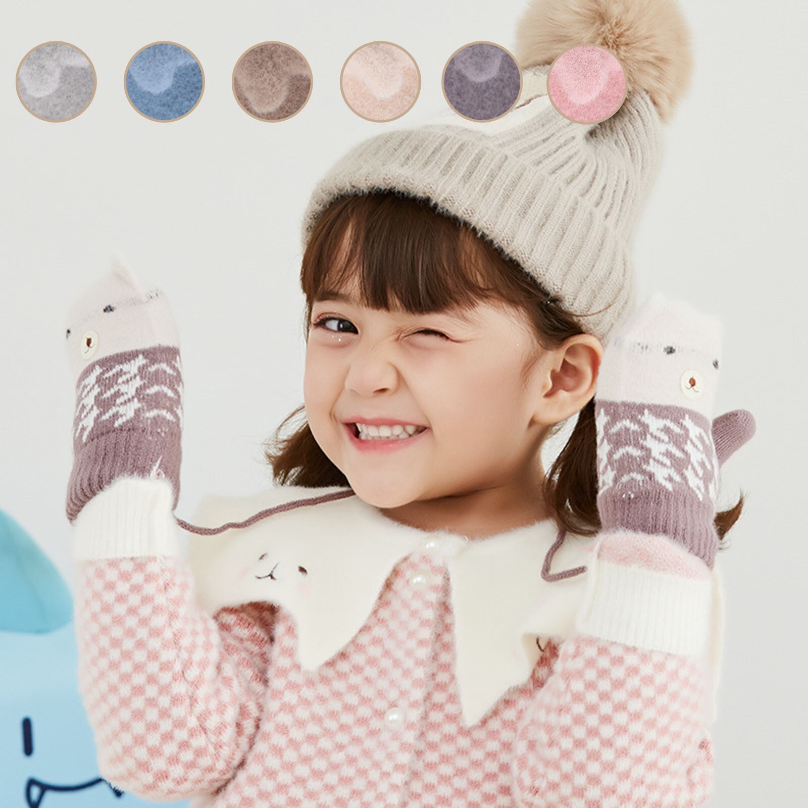 Vintage Cartoon Gestrickte Kinder Sport Handschuhe Frauen Verdicken Touchscreen Handschuhe Winter Warme Schnee Volle Finger Handschuhe Weihnachten