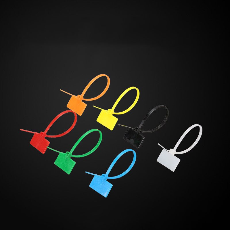 100 stücke 4*150mm Nylon Kabelbinder Schild Etiketten Kunststoff Schleife Krawatten Marker Kabel Schild selbst-Verriegelung krawatten Breite 3mm