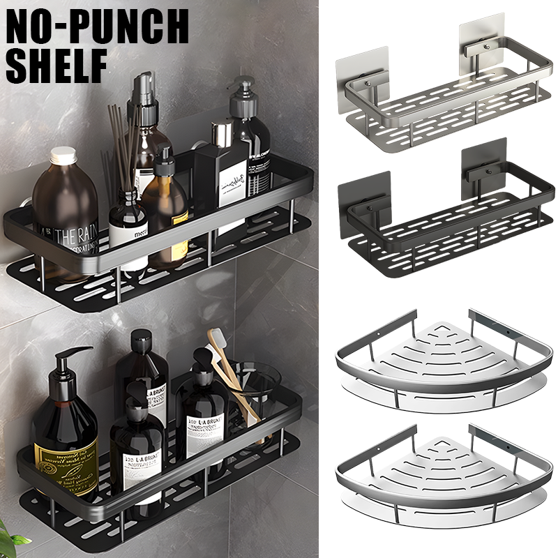 Keukenopslag badkamerplanken Organisator Aluminium Doucheplank Accessoires Shampoo Rek multi-scenario Geen boorplank