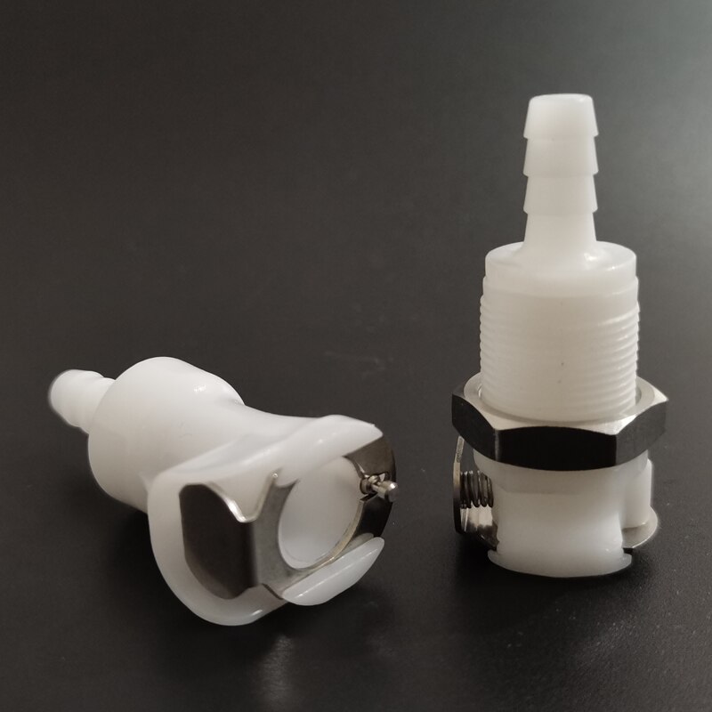 1/4 Hose Barb Valved In-Line Coupling Insert Panel Mount Coupling Body Male Female Quick Shut-Off Hose Joint Tube Connector