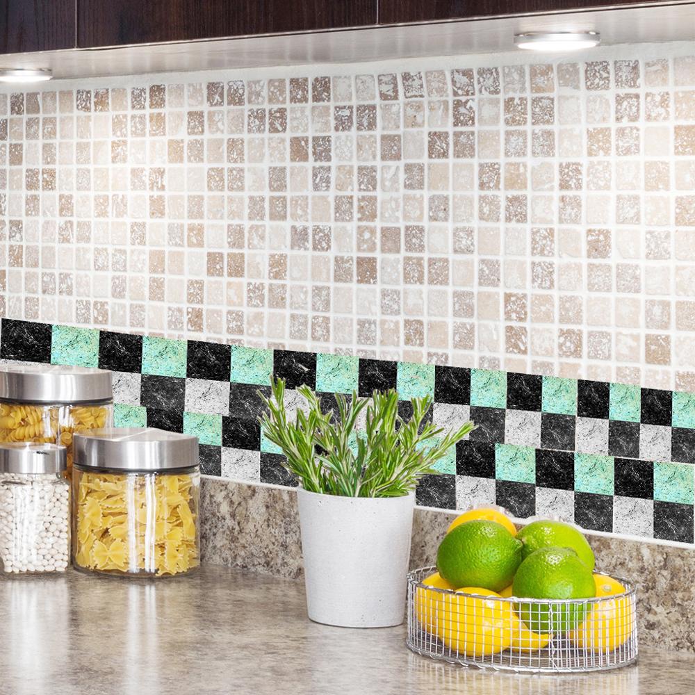 6pcs Tile Mosaics tile stickers Kitchen Bathroom Personality Anti-Tile Stickers наклейки на плитку kitchen countertops #FS23: Multicolor D