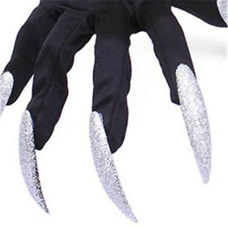 Goocheer Halloween Lange Nagels Handschoenen Heks Cosplay Kostuum Party Adult Fancy Props Zwarte Volwassen Unisex Halloween Gothic Handschoenen