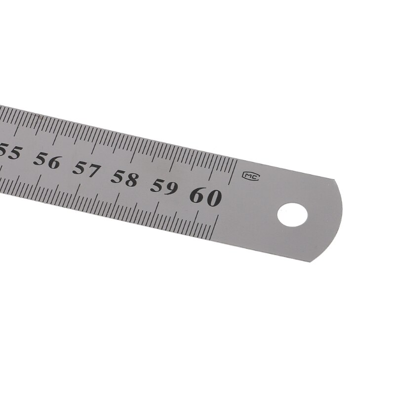 Ruostumaton teräs kaksipuolinen mittaviivain suora reuna 60cm hopea  x6hb