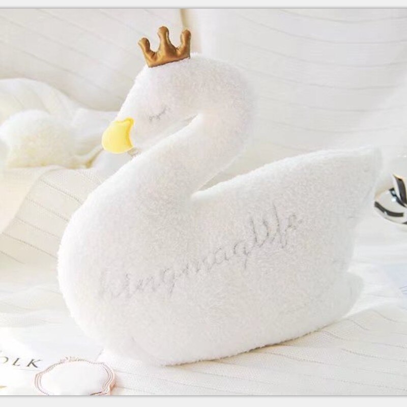 Babypude svane krone gaze pude pude baby ledsage sovende dukke børns seng værelse dekoration legetøj: Svanedesign 1