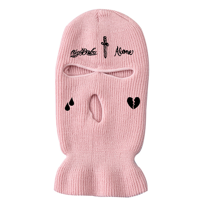 Gorro de pasamontañas con cara completa de punto para hombre y mujer, gorro de pasamontañas con bordado divertido para , gorros para montar, invierno,: 12