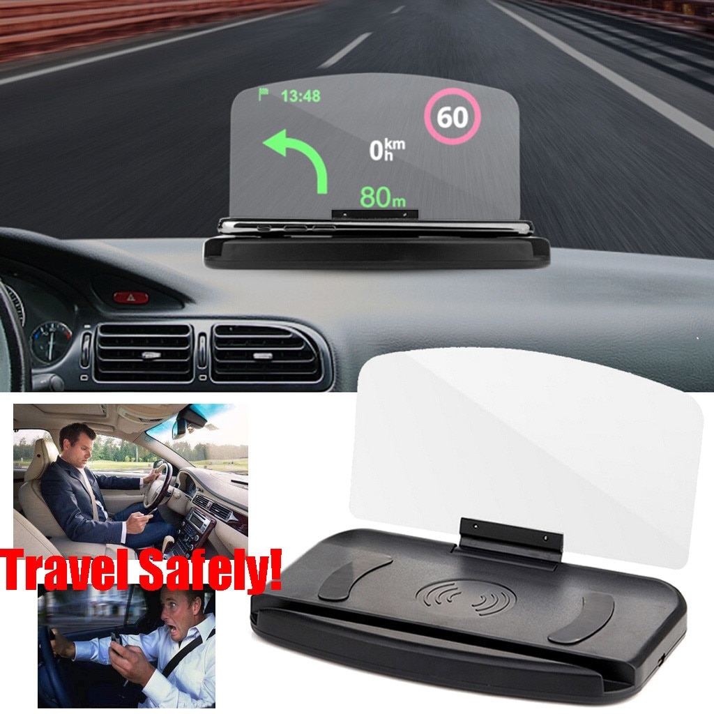 Cabeza HUD de velocidad para coche, pantalla Universal hacia arriba, proyector de navegación para teléfono inteligente, soporte para GPS HUD, soporte para teléfono, proyector GPS