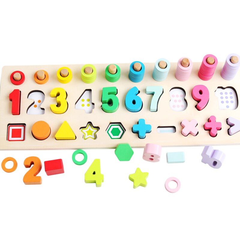 Educational Kids Toys Wooden Toys Geometric Shape Cognition Puzzle Toys Math Toys Early Educational Montessori Toys for Children: Pink