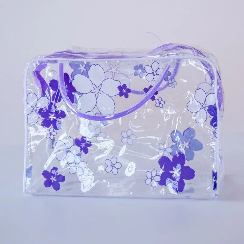 Bolsas organizadoras de plástico transparente para cosméticos, neceser de viaje informal para maquillaje, impermeable, artículos de aseo personal, almacenamiento de baño: Púrpura