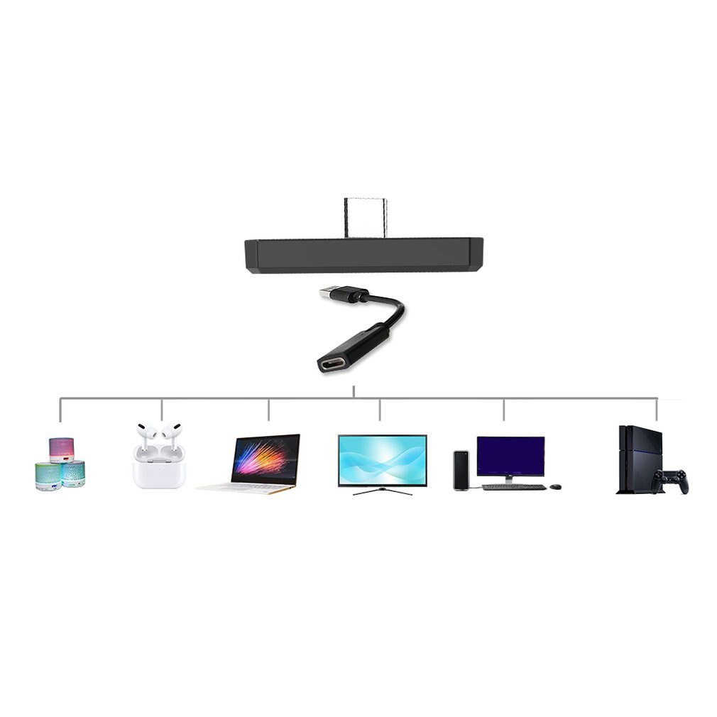 B35 TYPE-C wireless transmitter Mini USB Audio Transmitter Adapter TV Audio Transmitter BT transmitter black