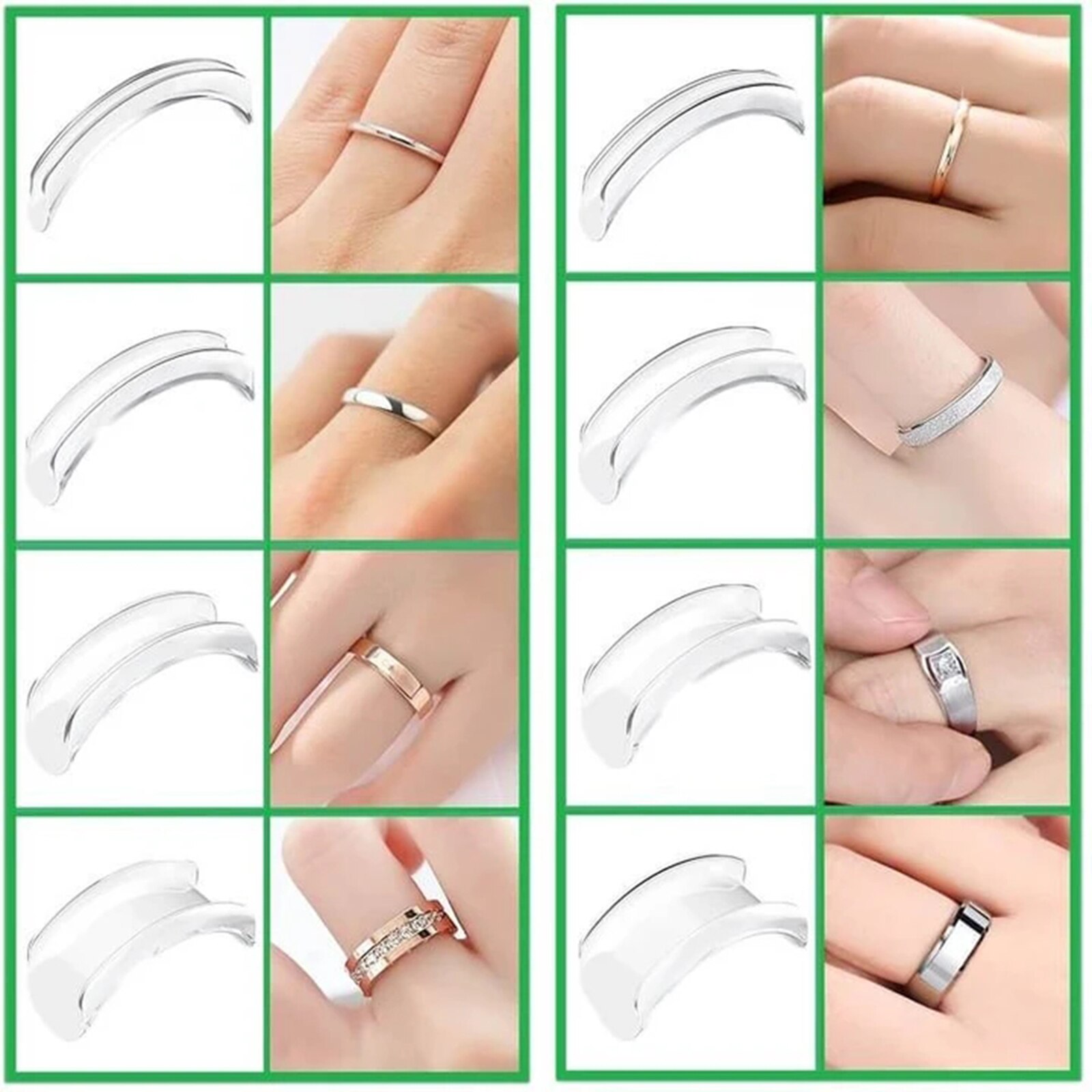 1/2/5Set Ring Re-sizer 8 Größen Transparent Re-sizer für Verhindert Ring abrutschen CLA88