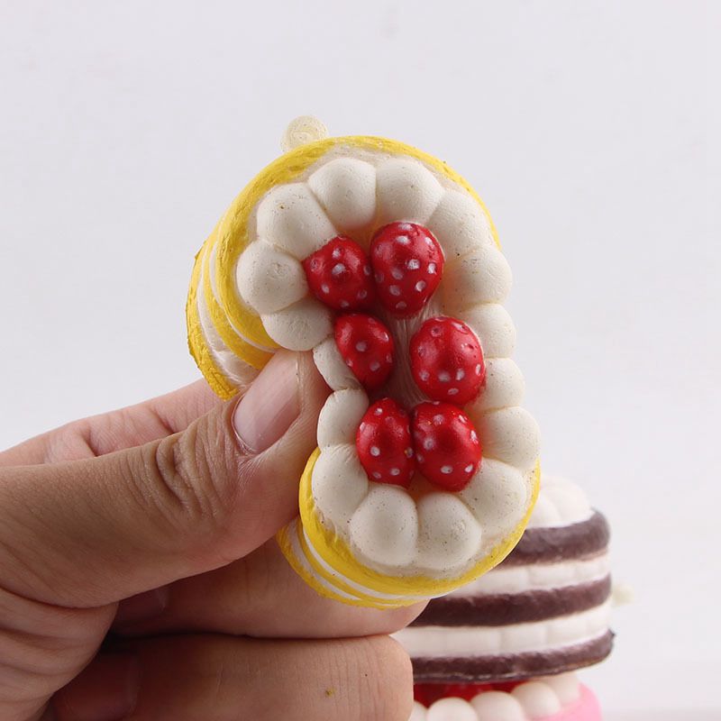 Squishies Kawaii Strawberry Cake Toys Anti-Stress Toys Slowly Rise Pressure Relieve Children Adult Toys (Yellow)