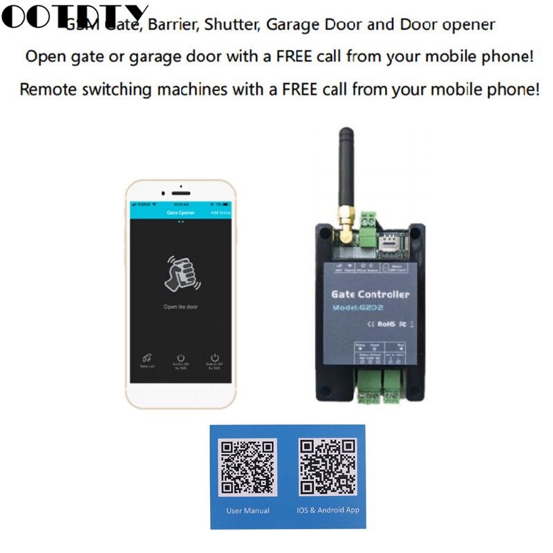 2G GSM G202 Gate Opener Relay Switch Industrial Machine Switch Access Controller Remote Control Door Opener Free Call