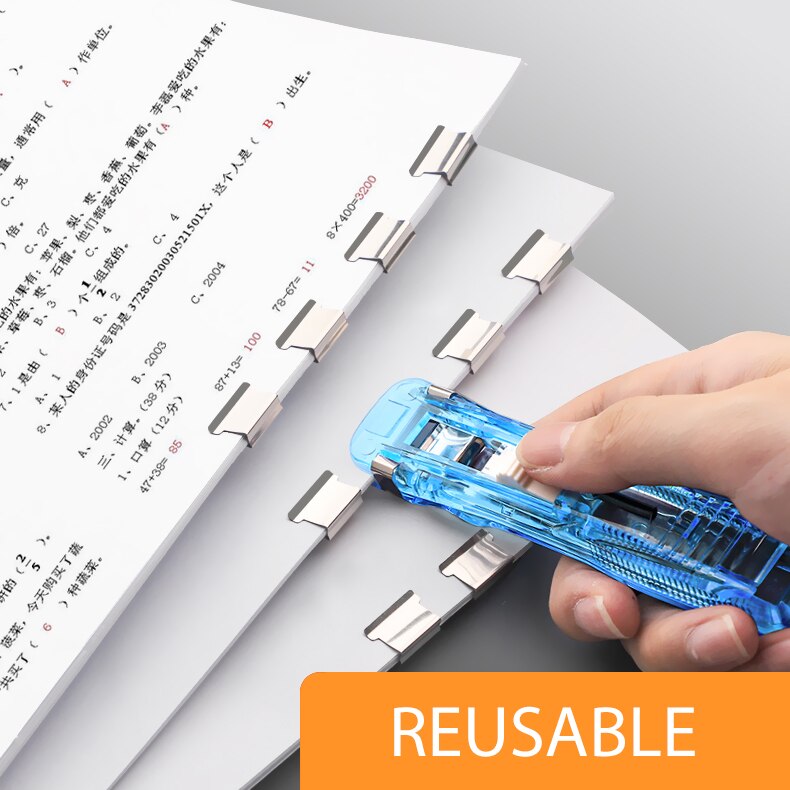 Mini pince à main réutilisable sans trace, agrafeuse à pression, classeur de livres en papier, bureau, école, étudiant, reliure, outils et fournitures