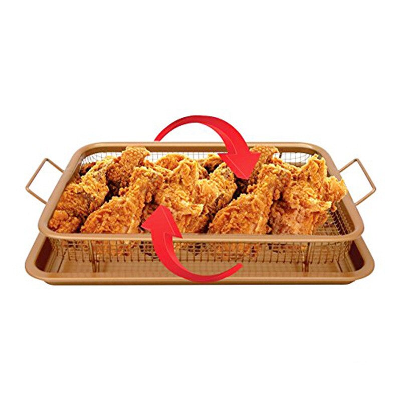Copper Crispy Tray Durable Mesh Basket Oil Filter Tray Kitchen Safety Tray Fried Food Drainage Tray