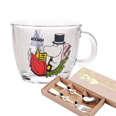 Moomins cartoon Drinkware babies glass water drink glass cup clear glass handle 210ml glass cup safe cute mug: Folk C