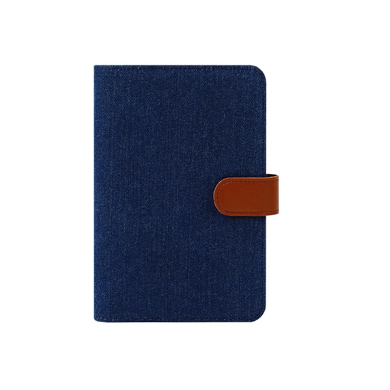 A5 A6 Kawaii mignon tissu cahier école bureau papeterie ligne vierge grille points planificateur bloc-notes 6 trous spirale anneau reliure: Navy blue Brown / A5