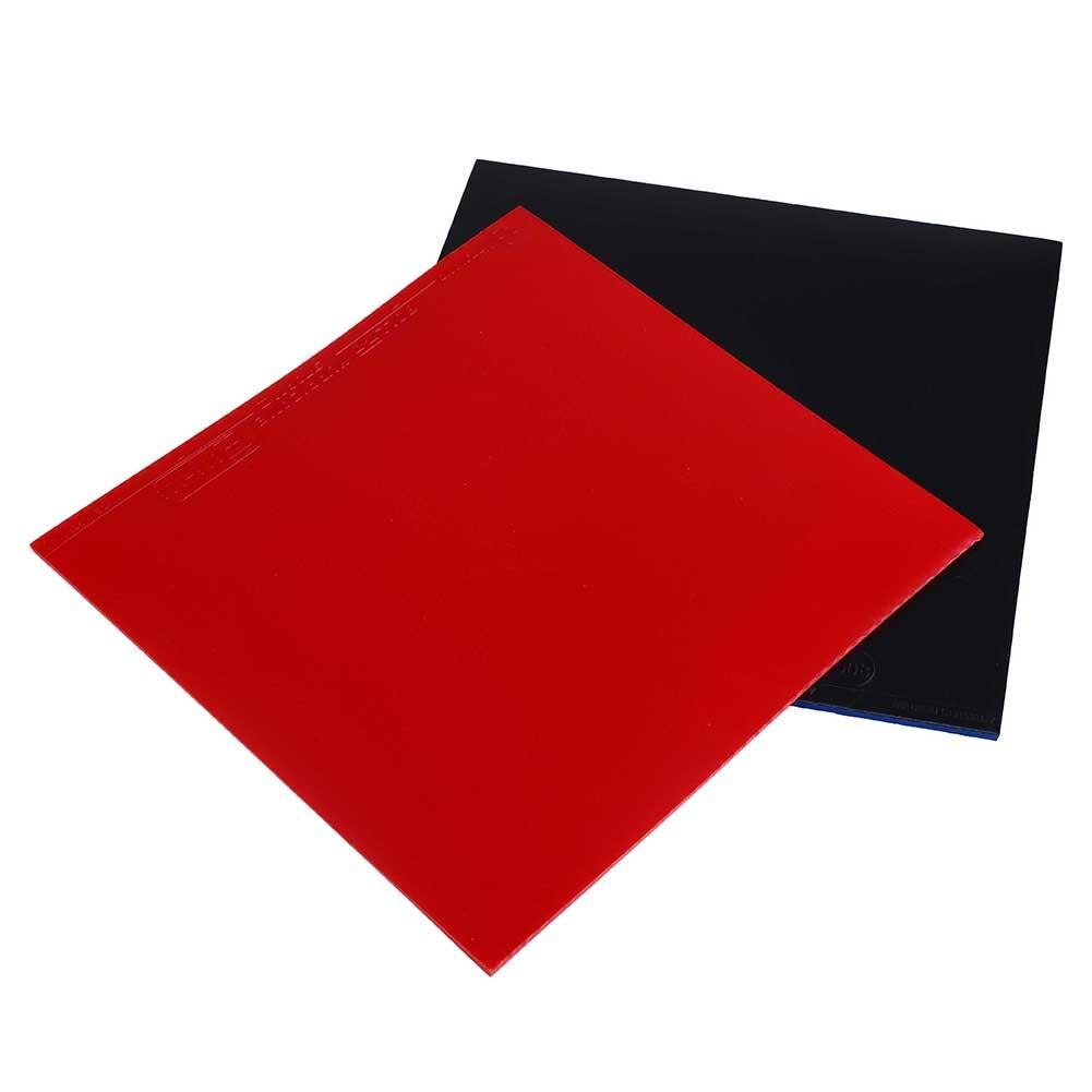 2 pces raquete de tênis de mesa pips na esponja de borracha pingpong vermelho/preto qualidade