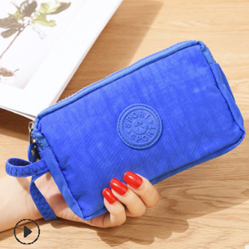 Ladies Small Multi Pocket Canvas Style Clutch Women's Satchel Bag Purse Wallet /BL1: I