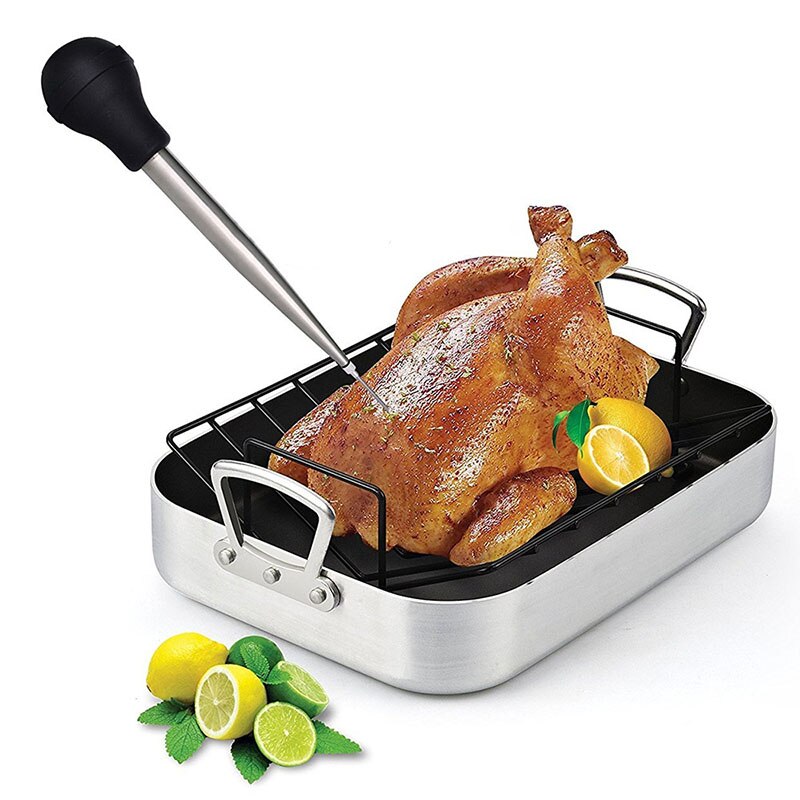 Jeringuilla de cocina, herramientas de pavo, juego de cebos de pavo para Navidad, Acción de Gracias, inyector de carne de acero inoxidable, accesorios de cocina